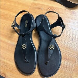 Michael Kors Black Sandals with Gold Accents